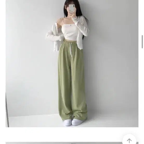 [BUNJANG] Wide Long Training Pants / 연두색 카키 와이드 롱 트레이닝 팬