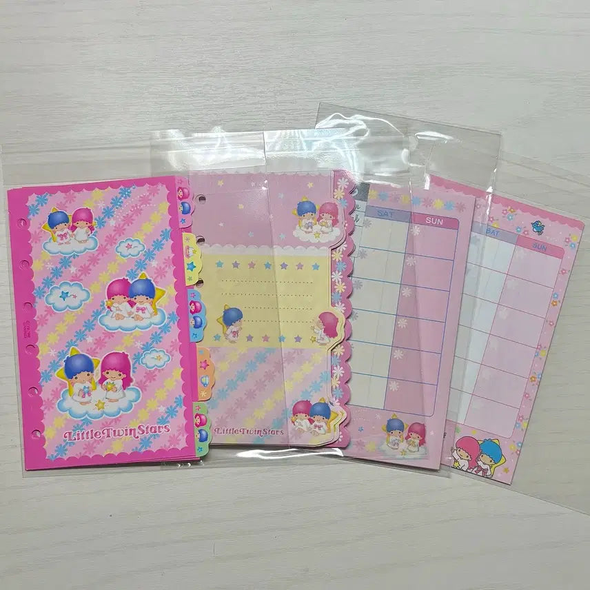 [BUNJANG] Little Twin Stars Kiki Lala Set of 4 Vintage Diary Inserts for 6-Ring Diary / 4종 일괄 고전 키키라라 다이어리 속지 리틀트윈스타 6공 다이어리 산리오