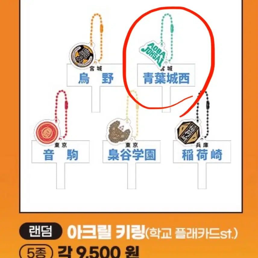 [BUNJANG] Haikyu!! Pop-up Acrylic Keychain School Placard - Aoba Johsai / (교환/판매) 하이큐 팝업 아크릴 키링 학교 플래카드
