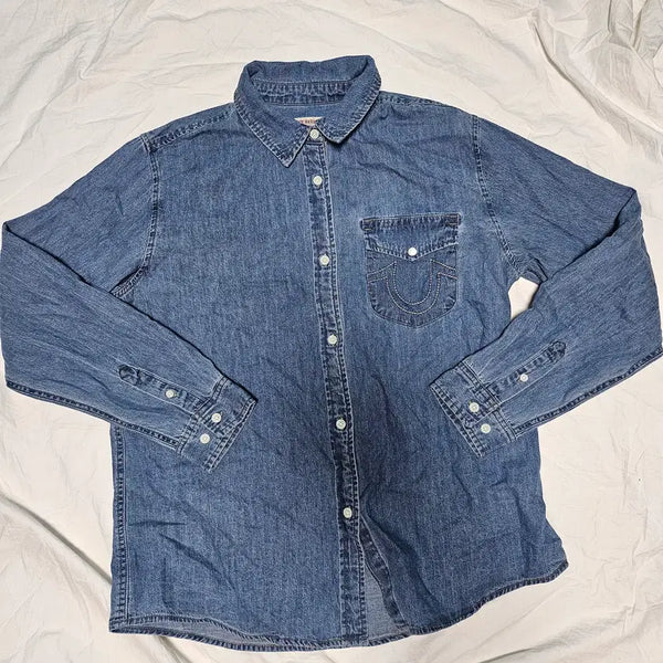 [BUNJANG] True Religion Pocket Denim Work Shirt L / 트루릴리젼 포켓 데님 워크 셔츠 L