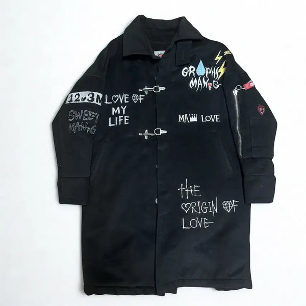 [BUNJANG] Graffist Manzi Embroidered Heavy Coat OS / 그라피스트 만지 자수 헤비 코트 os