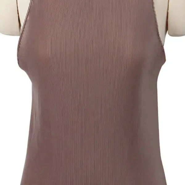 [BUNJANG] Pleats Please Sleeveless High Neck Top Ash Brown / (5)플리츠플리즈 민소매
