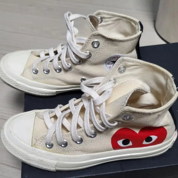 [BUNJANG] Comme des Garçons x Converse Chuck Taylor All-Star High Top Ivory / 컨버스 꼼데가르송 척테일러 하이 아이보리 220mm 상태매우좋음