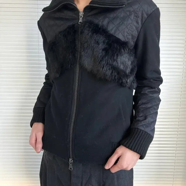 [BUNJANG] Balmain High Neck Bomber Jacket / 발망 퍼 하이넥 봄버 자켓