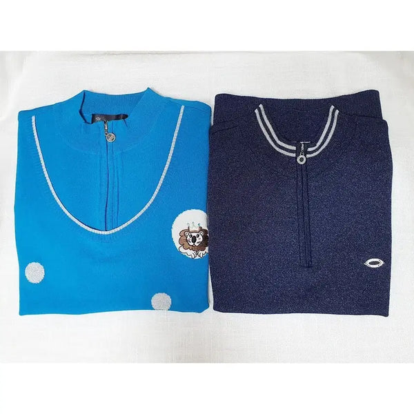 [BUNJANG] Half Zip Short Sleeve Knit (Bundle Set of 2) / 하프집업 반팔 니트(2종 일괄)