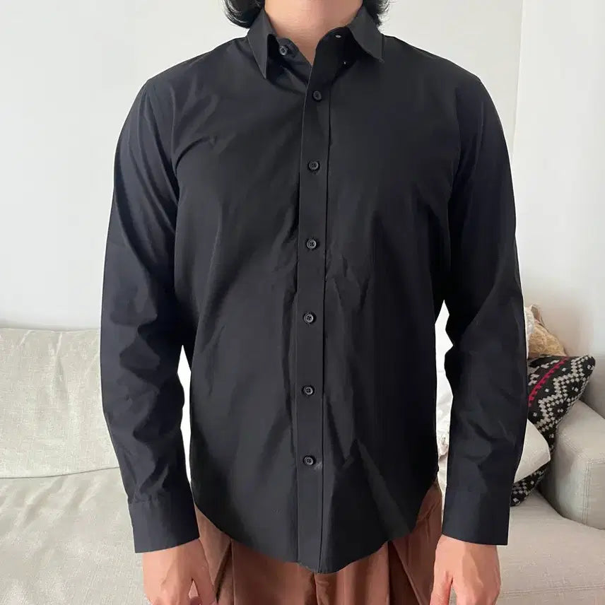 [BUNJANG] TOPTEN Black Basic Long-Sleeve Shirt Size 105 / 탑텐 블랙 기본 긴팔 셔츠 105