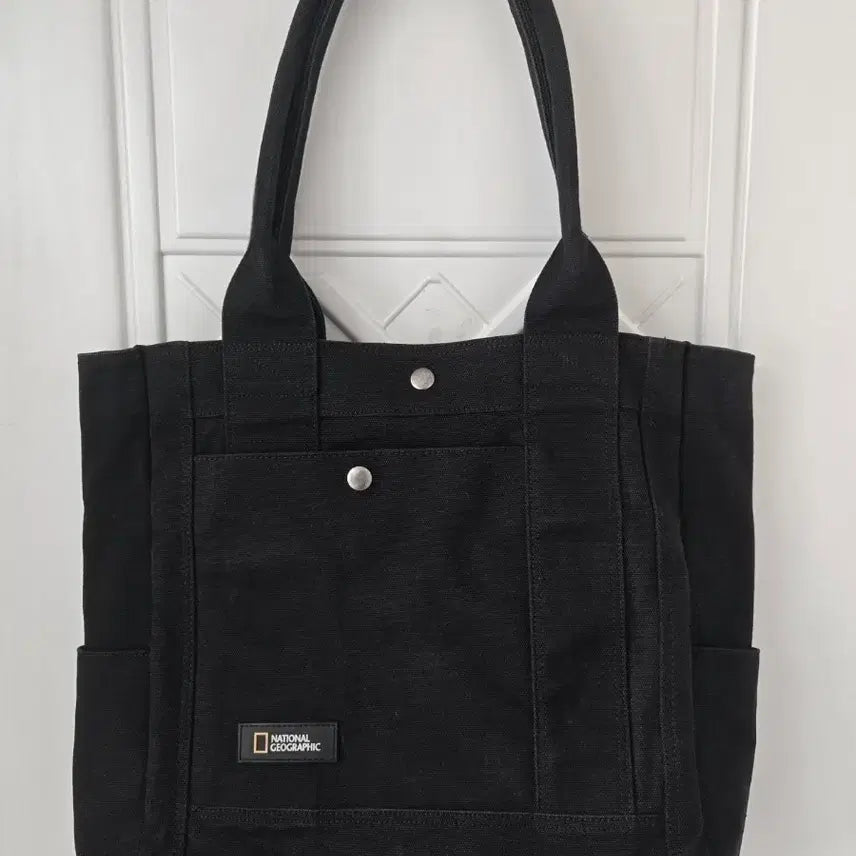 [BUNJANG] National Geographic Black Canvas Tote Bag / 내셔널지오그래픽 블랙 캔버스 토트백