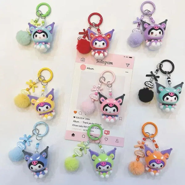 [BUNJANG] Sanrio Kuromi & Bonbonribbon Doll Keyring / 산리오 인형 키링