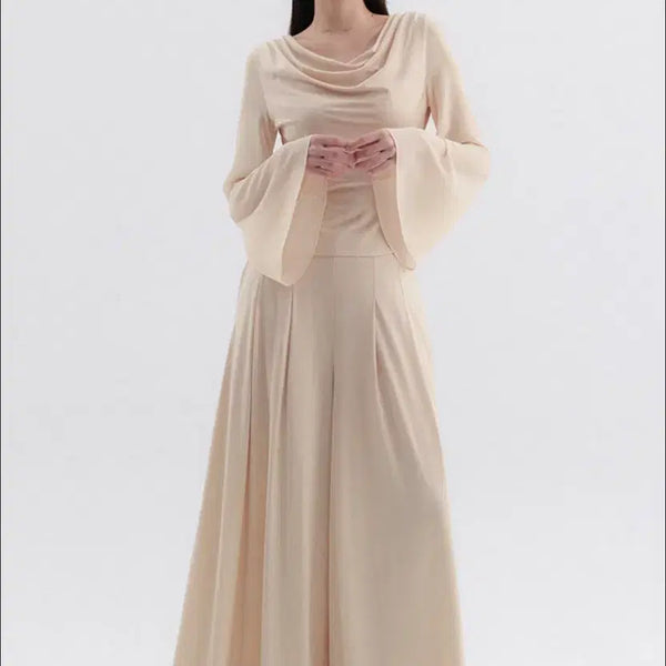 [BUNJANG] Grace Yu Rudy Drape Top & Wide Pants Set Beige XS / [택0] 그레이스유 루디 탑, 와이드 팬츠 세트 XS