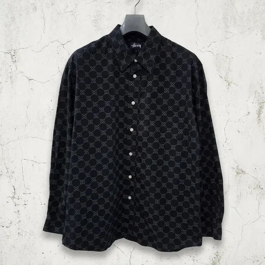 [BUNJANG] Vintage Stussy SS Link Monogram Shirt (USA Made) L / 올드 스투시 JAPAN SS 링크 모노그램 셔츠 (USA 제조) L