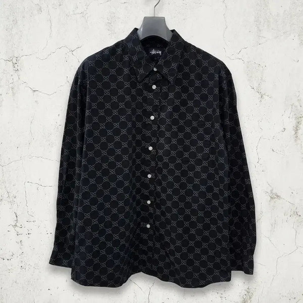[BUNJANG] Vintage Stussy SS Link Monogram Shirt (USA Made) L / 올드 스투시 JAPAN SS 링크 모노그램 셔츠 (USA 제조) L