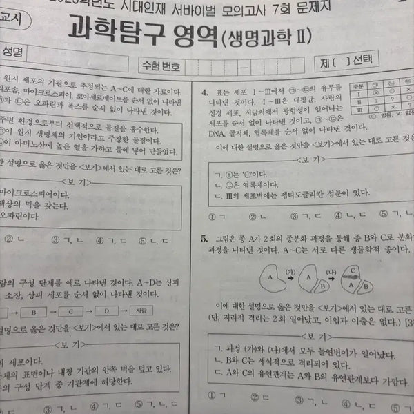 [BUNJANG] Sidae N Line Survival Life Science 2 Mock Exam Set / 2025 시대인재 서바이벌 생명과학2 모의고사