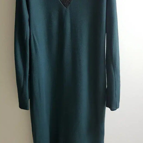 [BUNJANG] TIME Long V-Neck Dress Green / 타임 원피스
