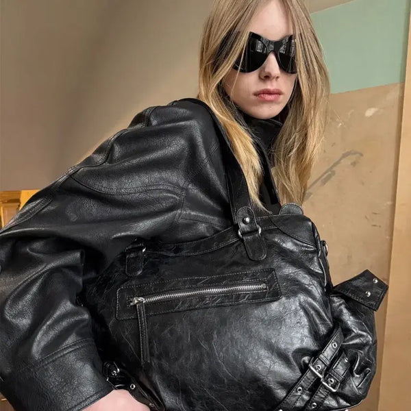 [BUNJANG] Dainnit Stud Pocket Big Bag Black / 다이닛 스터드 포켓 빅백 블랙