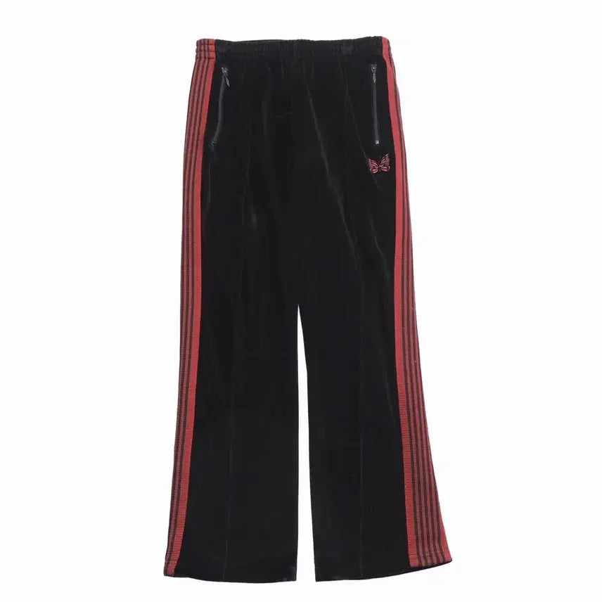 [BUNJANG] Needles Velour Track Pants Narrow Fit Red Butterfly Embroidery Black/Red M / [M] Needles 니들스 벨루어 트랙팬츠 블랙 레드