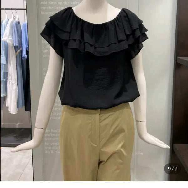 [BUNJANG] 2020 Juke Frill Sleeve Back Button Blouse / 20년도 주크) 프릴 소매 백버튼 블라우스