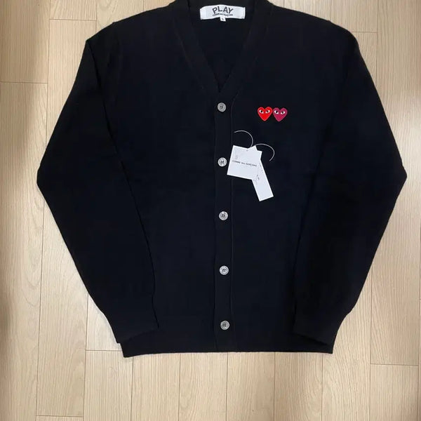 [BUNJANG] Comme des Garçons Double Heart Wappen Cardigan Black Men's L / [시착 1회] 꼼데가르송 더블하트와펜 가디건 블랙 남자 L