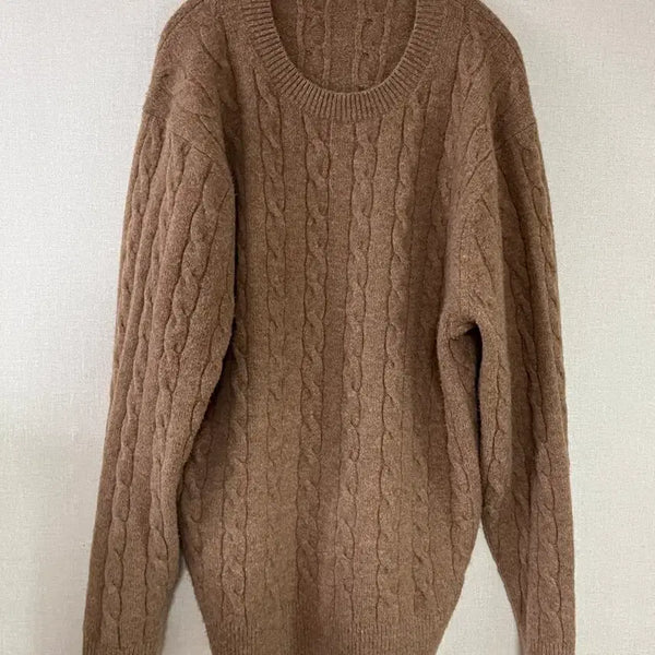 [BUNJANG] Uniqlo Souple Yarn Cable Sweater L / 유니클로 수플레얀 케이블 스웨터 L