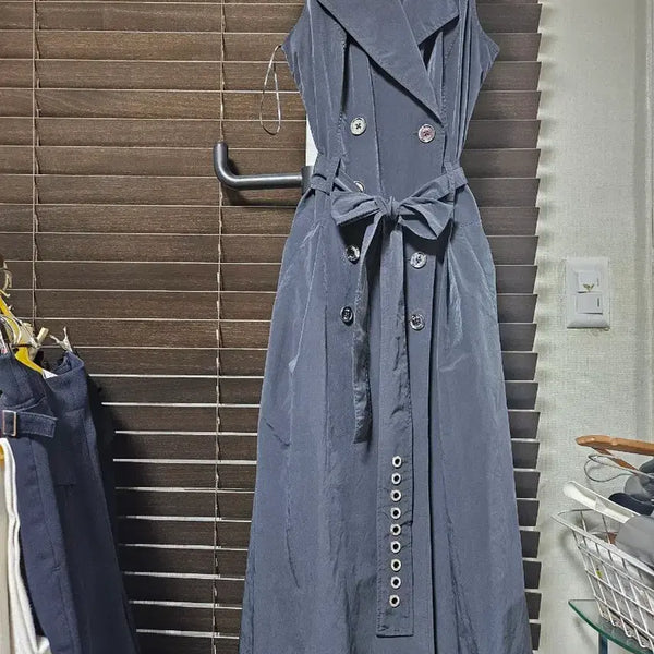 [BUNJANG] DKNY Belted Long Trench Dress / DKNY 벨티드 트렌치  롱 원피스