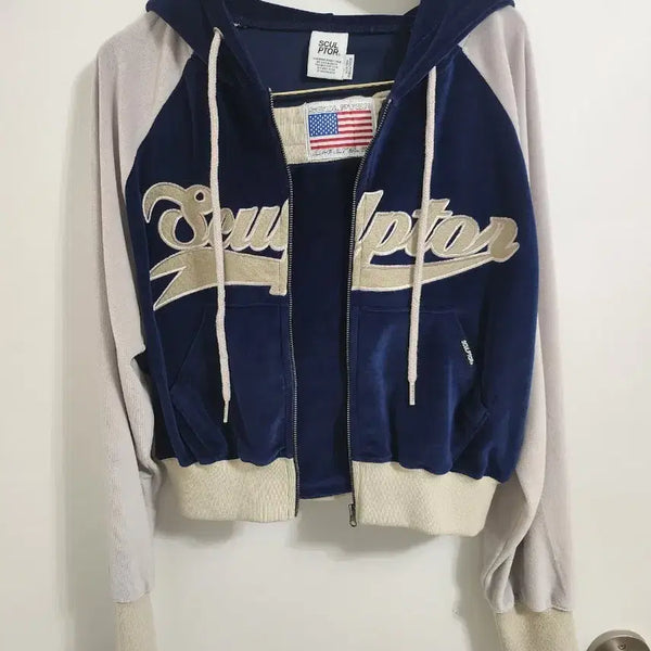 [BUNJANG] Sculptor Velvet Hooded Zip-Up Skirt Set / 스컬프터 벨벳후드집업 스커트세트<새상품>