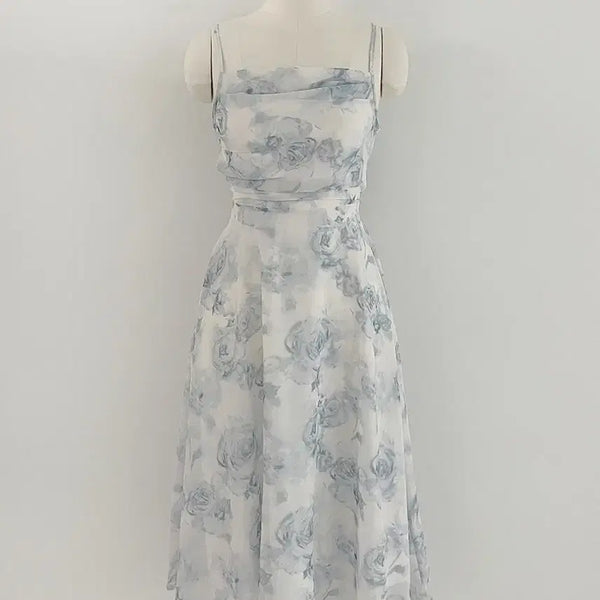 [BUNJANG] Flower Chiffon Sleeveless Long Dress / 플라워 쉬폰 나시 롱 원피스 여름 휴양지 코디