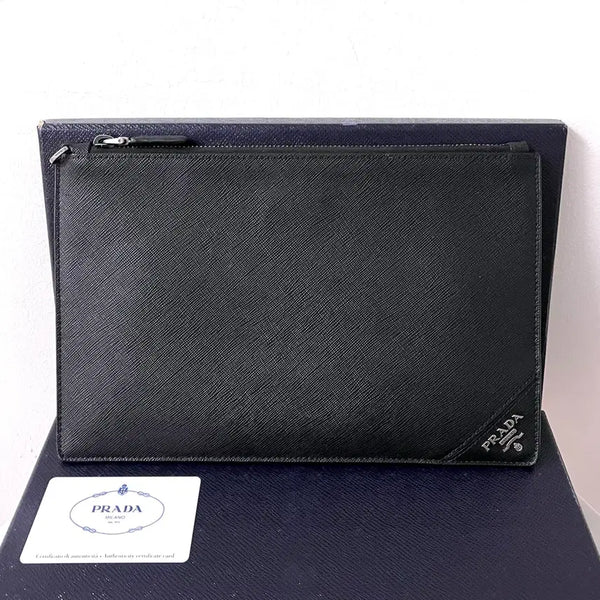 [BUNJANG] Prada Logo Clutch Bag Black / [A급/정품] 프라다 로고 클러치 백 블랙