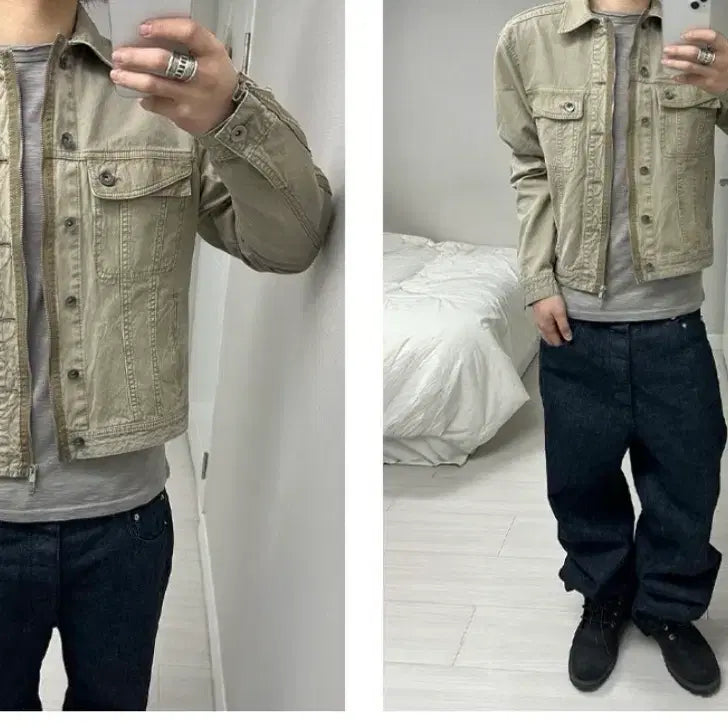 [BUNJANG] ETCE Dyed Trucker Jacket Beige / ETCE 다이드 트러커 자켓 베이지