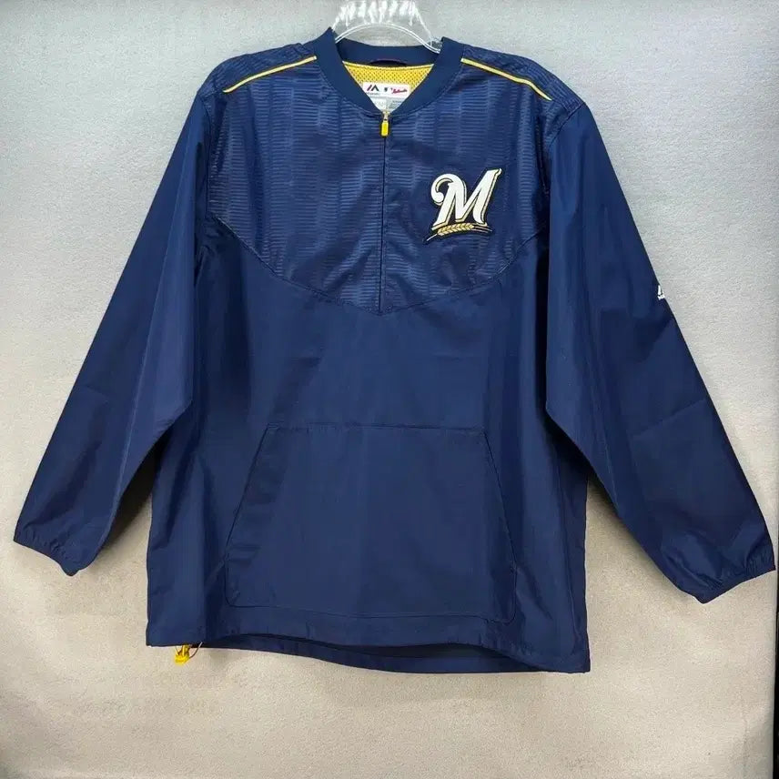 [BUNJANG] Majestic Authentic Cool Base On-Field Milwaukee Brewers Windbreaker XL / 마제스틱 어센틱 쿨베이스 온필드 밀워키 브루어스 바람막이 XL(115)
