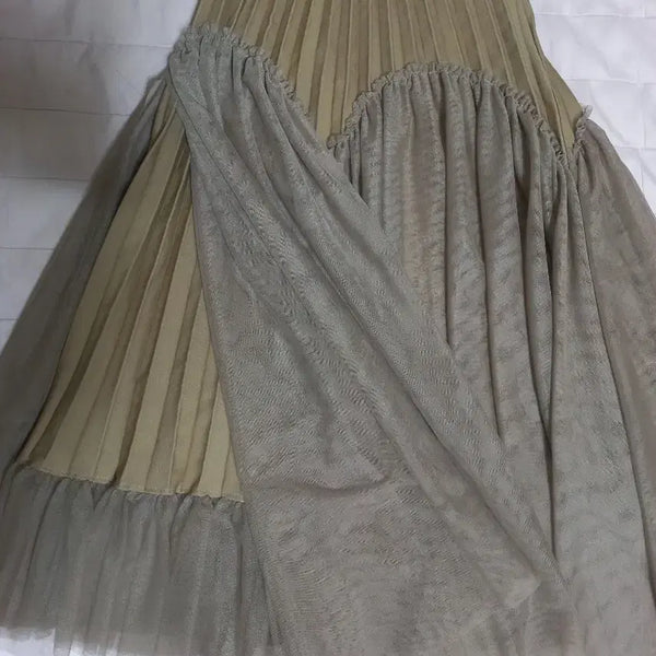 [BUNJANG] Egoist 2023SS Pleats/Chiffon Mix Long Skirt (Free Size) / 에고이스트 플리츠/샤소재믹스 롱스커트(프리)2023ss
