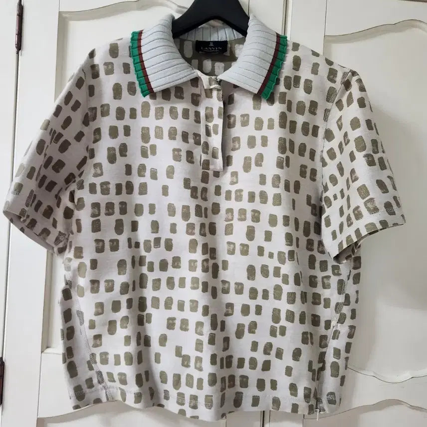 [BUNJANG] Lanvin Patterned Short-Sleeve Polo T-Shirt / 거의새거) 랑방 패턴 반팔 카라티
