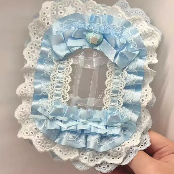 [BUNJANG] Blue Lace Handmade Photocard Holder Top Loader / 블루 레이스 탑꾸 탑로더 꾸미기 핸드메이드 포카홀더