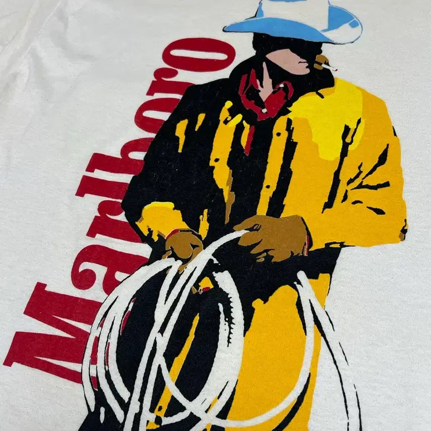 [BUNJANG] 1990s Vintage Marlboro Cowboy Big Logo T-Shirt / 90s 빈티지 말보로 카우보이 빅로고 티셔츠 L사이즈