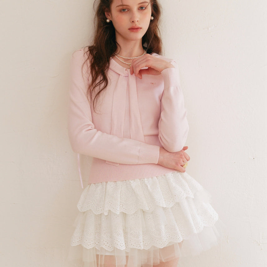 [BUNJANG] SsemuaDdu Angelcore Sailor Collar Knit Top Pink / [쎄무아듀] 쎄무아듀 엔젤코어 세일러 칼라 니트 탑 핑크 새상품