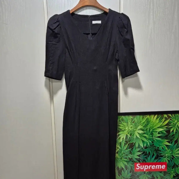 [BUNJANG] Black Linen Puff Sleeve Long Dress / (세일)(새상품) 블랙 린넨 롱원피스 퍼프 반팔
