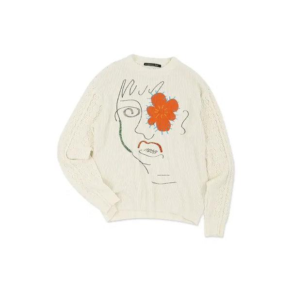 [BUNJANG] Unisex Flower Man Crewneck Sweater / 유니섹스 플라워 맨 크루넥 스웨터