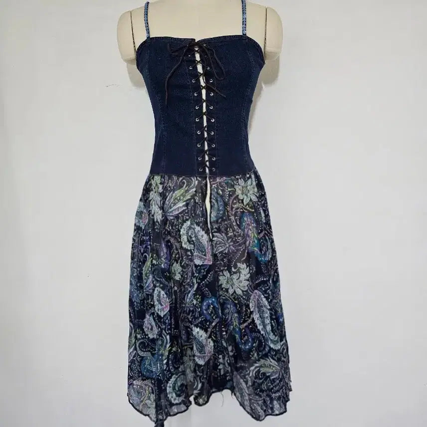 [BUNJANG] New York AVE 8th Paisley Bohemian Cotton Blend Dress Set (Size 55) / 뉴욕 AVE 8th  코트셋 청스판 페어즐리 보헤미안. 스타일 55