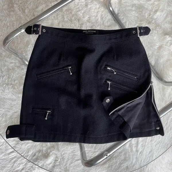 [BUNJANG] Junya Watanabe 2007 Wool Cashmere Blend Multi-Zipper Detail Mini Skirt / 2007 준야 와타나베 울 캐시미어 블렌드 멀티 지퍼 디테일 미니 스커트