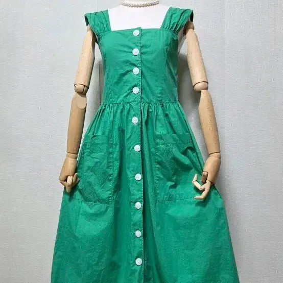 [BUNJANG] Green Button Detail Long Dress / 그린원피스