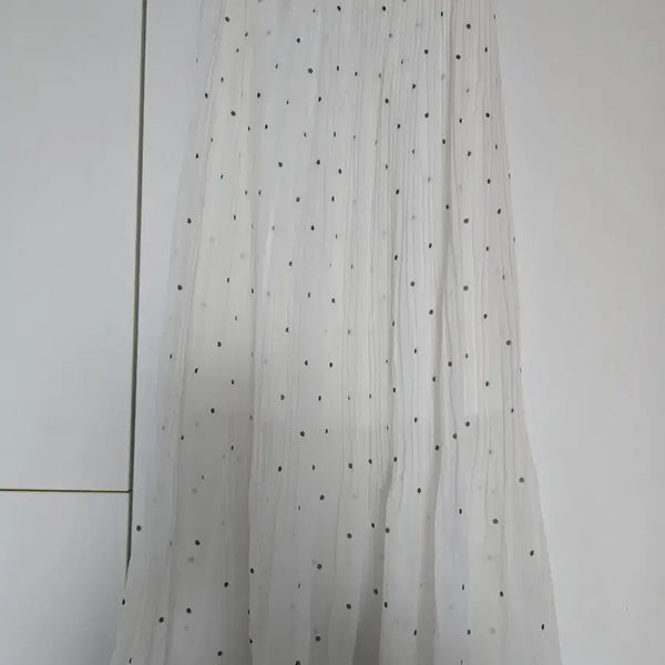 [BUNJANG] White Dot Pleated Long Skirt / 화이트 도트 플리츠 롱 스커트