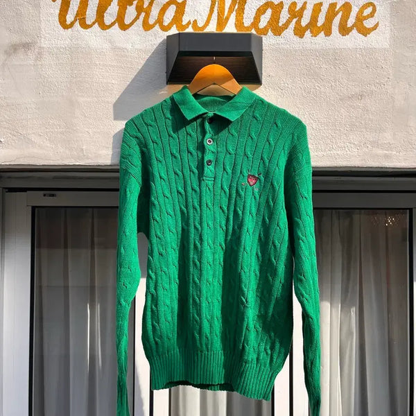 [BUNJANG] Polo Ralph Lauren Cable Knit Collar Sweater (M) / 폴로 랄프로렌 케이블 니트 카라 스웨터 (M)