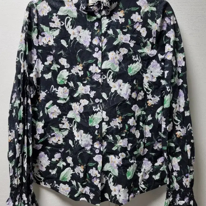 [BUNJANG] It MICHAA Flower Frill Blouse / 잇미샤 플라워 프릴 블라우스