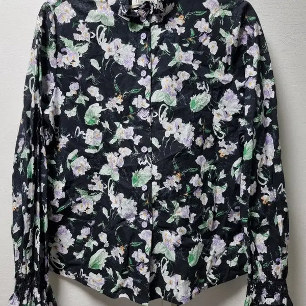 [BUNJANG] It MICHAA Flower Frill Blouse / 잇미샤 플라워 프릴 블라우스