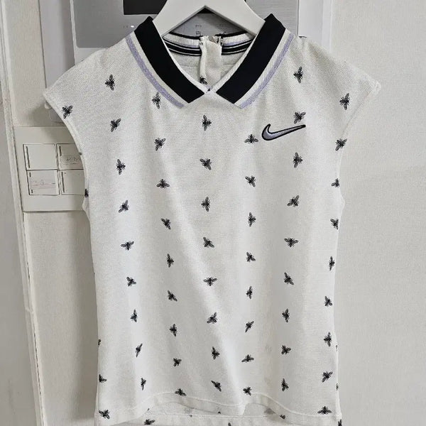 [BUNJANG] Nike Bee Pattern Sleeveless Polo Shirt / 나이키 벌 패턴 민소매 폴로티