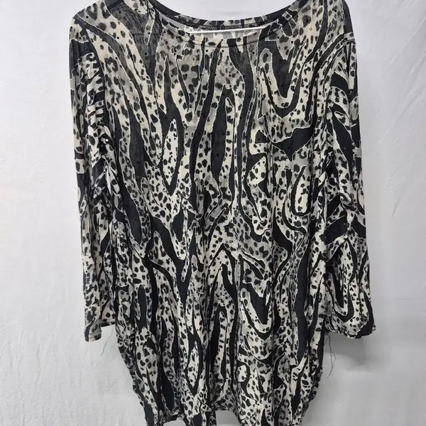 [BUNJANG] Animal Print Blouse Black/White / 블랙/화이트 애니멀 프린트 블라우스88 99