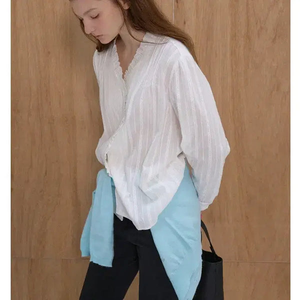 [BUNJANG] hane Frill Lace Blouse / hane 하네 프릴 레이스 블라우스
