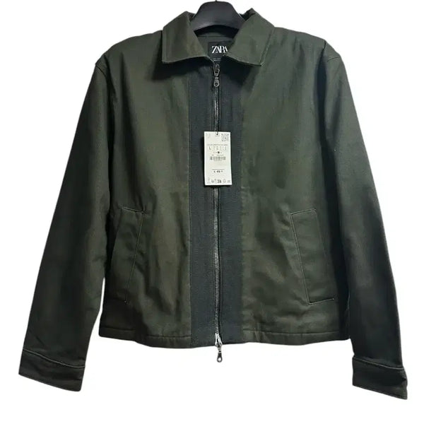 [BUNJANG] Zara Heavy Cotton Zip-Up Jacket - Dark Olive (L) / 자라(ZARA) 유럽판 다크올리브 집업 헤비코튼 자켓 L 새상품