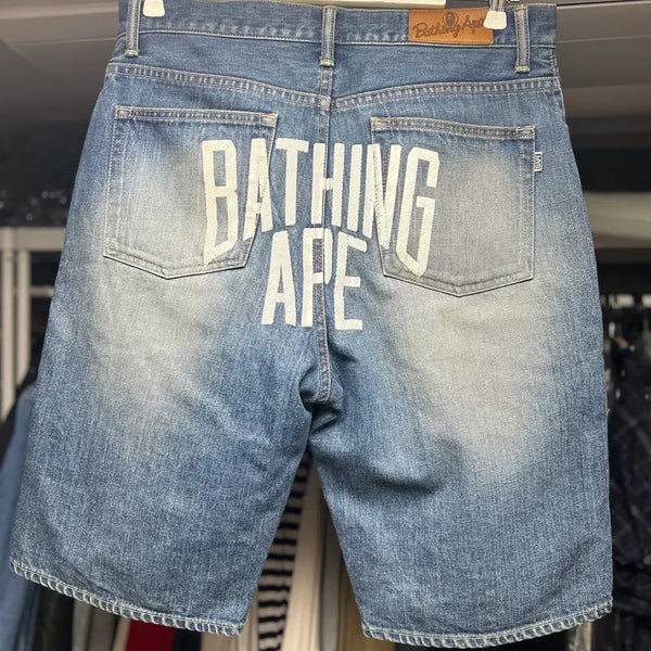 [BUNJANG] A Bathing Ape Back Lettering Denim Shorts XL / BAPE 베이프 백 레터링 데님 쇼츠 XL