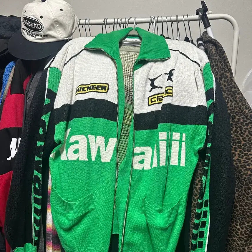 [BUNJANG] CRITIC Racing Knit Zip-Up Size L (100) / 크리틱 레이싱 니트집업 L사이즈 (100)