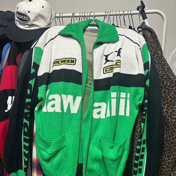 [BUNJANG] CRITIC Racing Knit Zip-Up Size L (100) / 크리틱 레이싱 니트집업 L사이즈 (100)