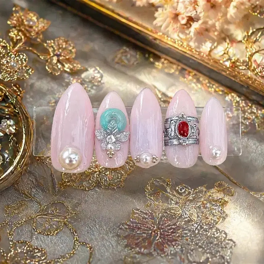[BUNJANG] Handmade Nail Tips for Hanbok Wear - Oval/Almond/Point/Round/Coffin/Ballerina / 오마카세 한복용 수제네일팁